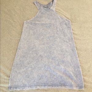 Stoned washed blue high neck mini tank dress